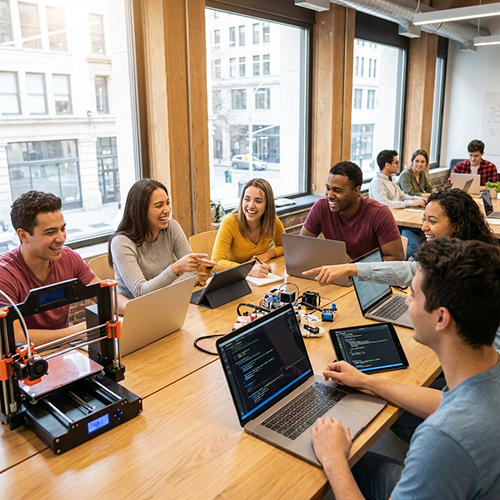 Student with headphones