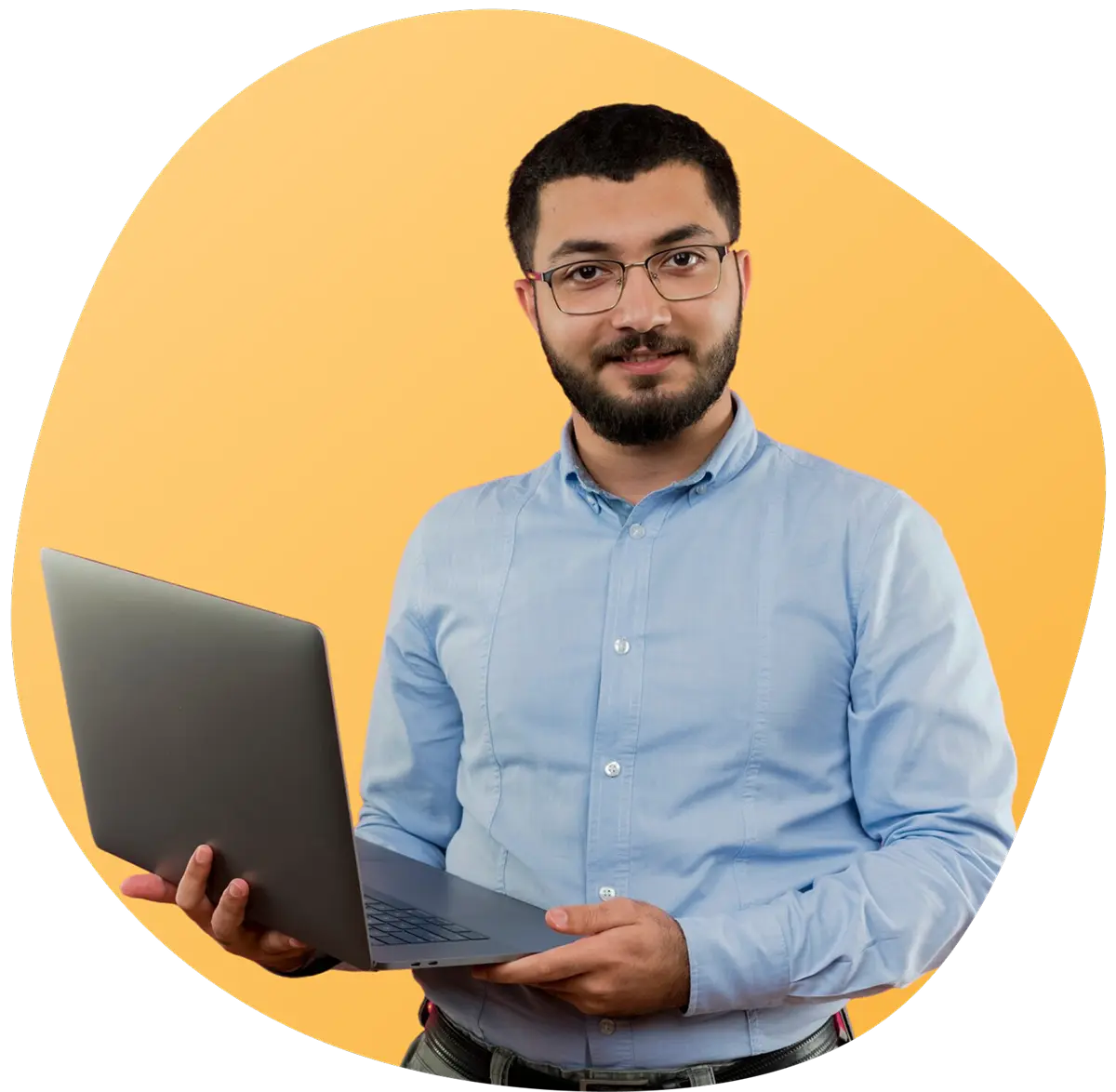 Happy student with background